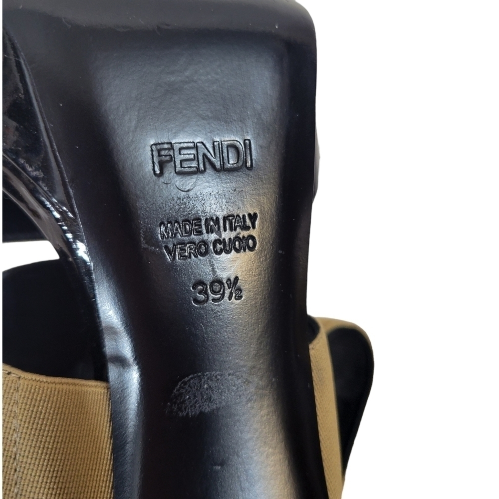 Fendi Sandolo Vernice Tan & Black Platform Stiletto Heels - Picture 12 of 13